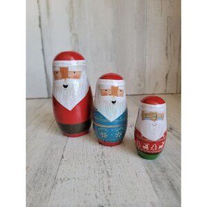 Hallmark wooden Santa Russian doll set Xmas Decor unique‎ figure